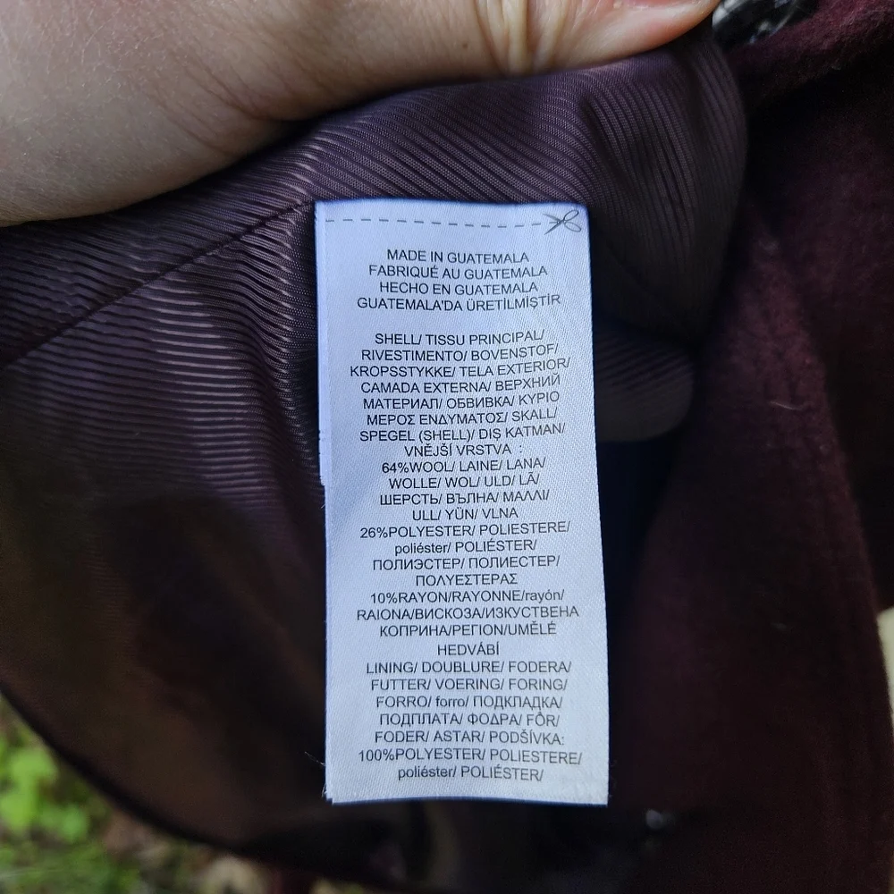 LRL Ralph Lauren wool blend single breasted mid-length coat burgundy size 8 - Picture 6 of 8